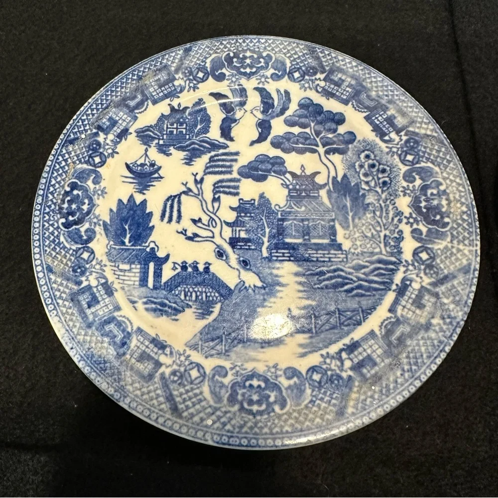 Three Vintage Blue Willow Bread and Butter Plates JAPAN